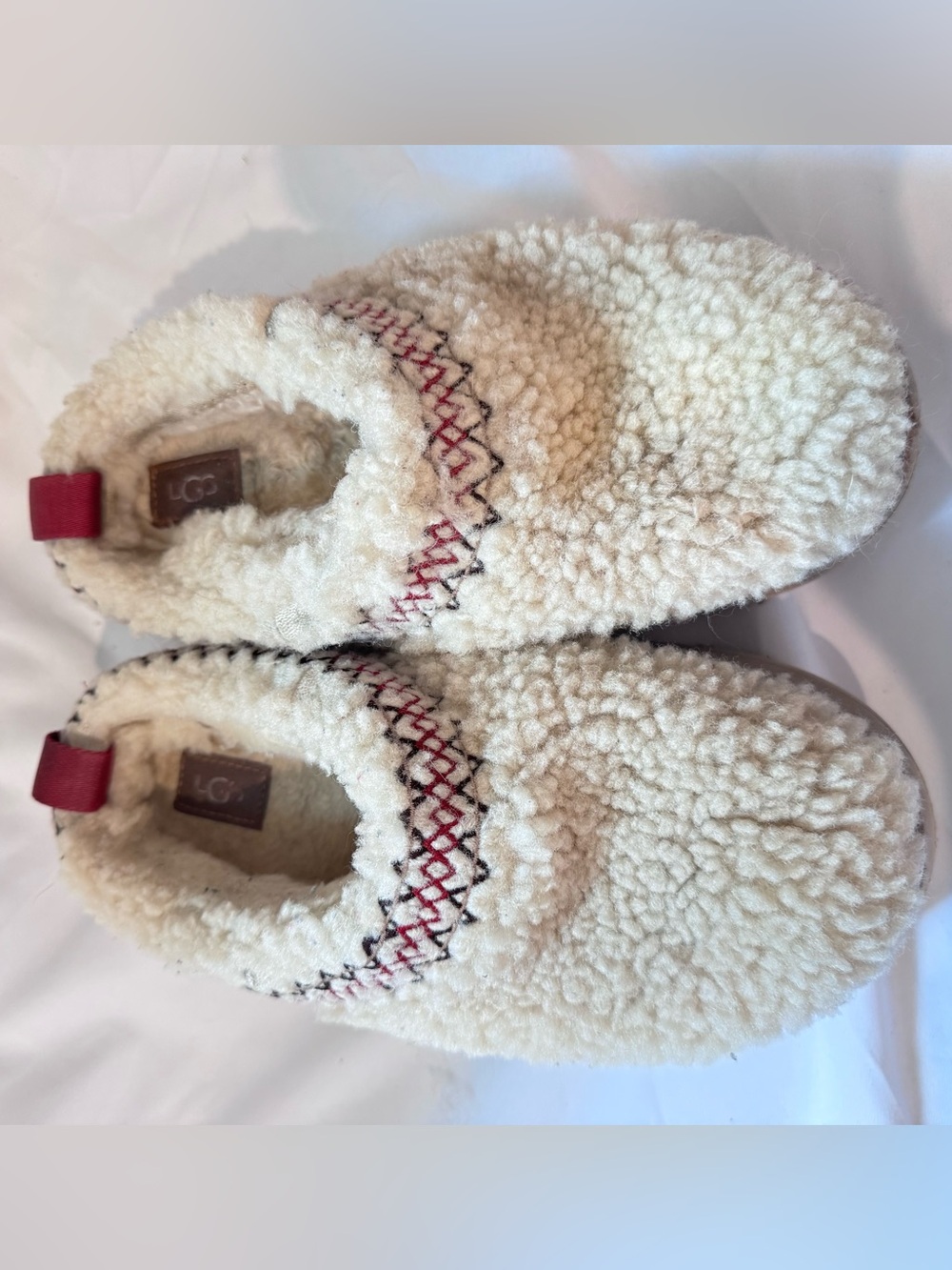 UGG Tazz Heritage Braid Natural Sheepskin Slipper Womens Sz 7 US Platform VGUC - Picture 10 of 10